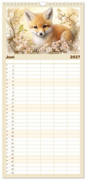 Produktbild: Familienplaner 2027 - Tierisch s&uuml;&szlig;! mit 5 Spalten (Wandkalender, 21 x 45 cm) CALVENDO