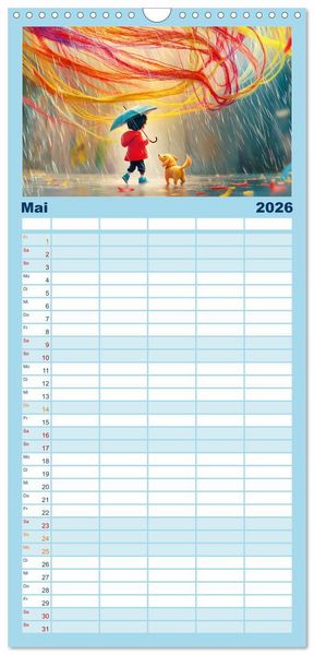 Produktbild: Familienplaner 2026 - Witzige Weisheiten f&uuml;r Kinder mit 5 Spalten (Wandkalender, 21 x 45 cm) CALVENDO