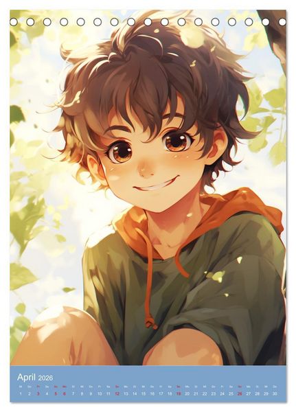 Produktbild: Manga-Boys. Die Abenteuer liebenswerter Jungs (Tischkalender 2026 DIN A5 hoch), CALVENDO Monatskalender
