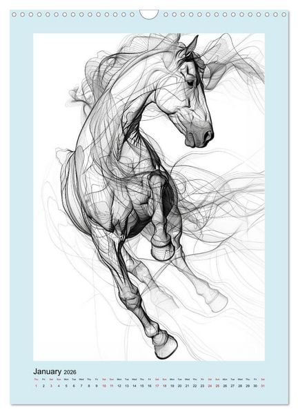 Produktbild: Sketchy Power Horses (Wall Calendar 2026 DIN A3 portrait), CALVENDO 12 Month Wall Calendar
