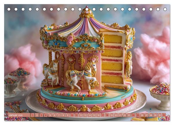 Produktbild: Sweet Wonders. Fantastische Tortenkreationen (Tischkalender 2026 DIN A5 quer), CALVENDO Monatskalender