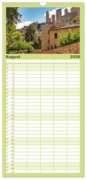 Produktbild: Familienplaner 2026 - Impressionen aus San Gimignano mit 5 Spalten (Wandkalender, 21 x 45 cm) CALVENDO