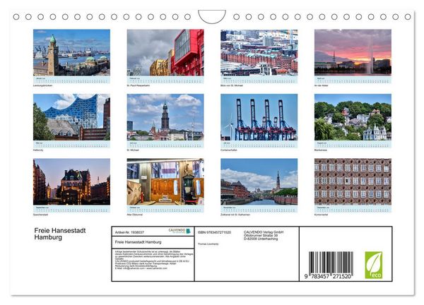 Produktbild: Freie Hansestadt Hamburg (Wandkalender 2026 DIN A4 quer), CALVENDO Monatskalender