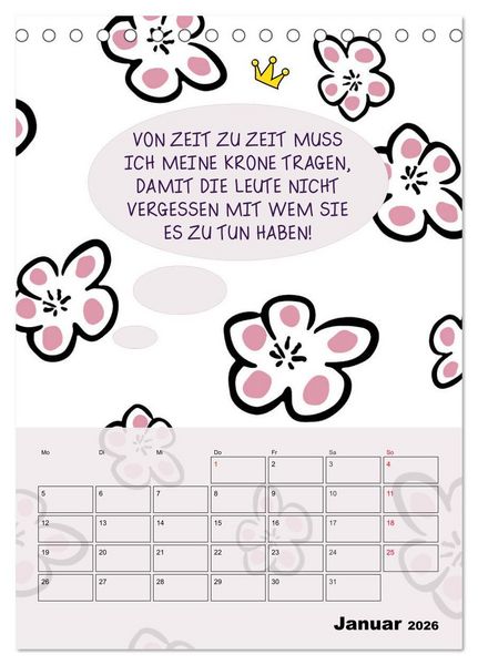 Produktbild: K&ouml;nigin &uuml;ber alles! Typokalender f&uuml;r starke Frauen (Tischkalender 2026 DIN A5 hoch), CALVENDO Monatskalender