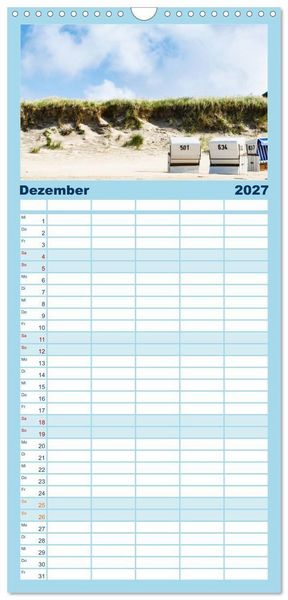 Produktbild: Familienplaner 2027 - Meer-Landschaft - 12 Monate Schleswig Holstein mit 5 Spalten (Wandkalender, 21 x 45 cm) CALVENDO