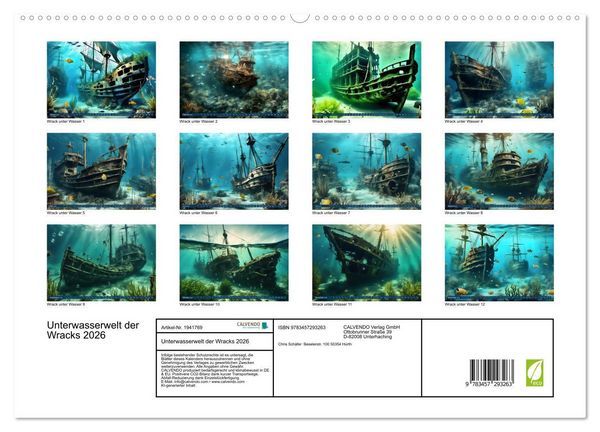 Produktbild: Unterwasserwelt der Wracks 2026 (hochwertiger Premium Wandkalender 2026 DIN A2 quer), Kunstdruck in Hochglanz