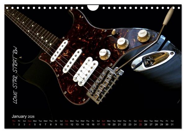 Produktbild: ROCK GUITARS put into the spotlight (Wall Calendar 2026 DIN A4 landscape), CALVENDO 12 Month Wall Calendar