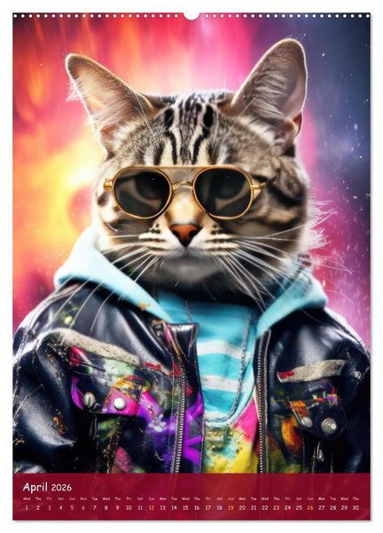 Produktbild: Crazy gangster cats (Wall Calendar 2026 DIN A2 portrait), CALVENDO 12 Month Wall Calendar