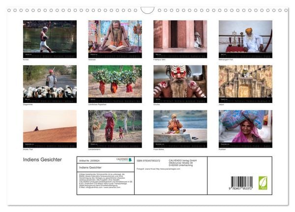 Produktbild: Indiens Gesichter (Wandkalender 2026 DIN A3 quer), CALVENDO Monatskalender