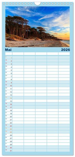 Produktbild: Familienplaner 2026 - Fischland-Dar&szlig;-Zingst Impressionen der Halbinsel mit 5 Spalten (Wandkalender, 21 x 45 cm) CALVENDO