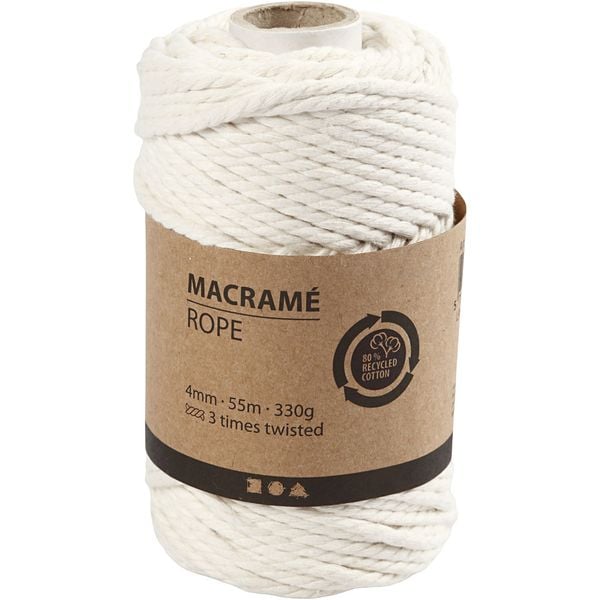 Produktbild: Creativ Company Macram&eacute;-Kordel Macram&eacute;-Kordel, Naturwei&szlig;, L 198 m, D 2 mm, 330 g/ 1 Rolle Makramee