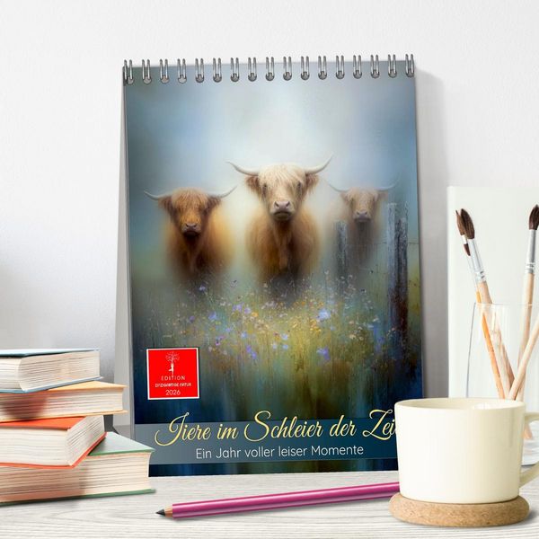 Produktbild: Tiere im Schleier der Zeit (Tischkalender 2026 DIN A5 hoch), CALVENDO Monatskalender