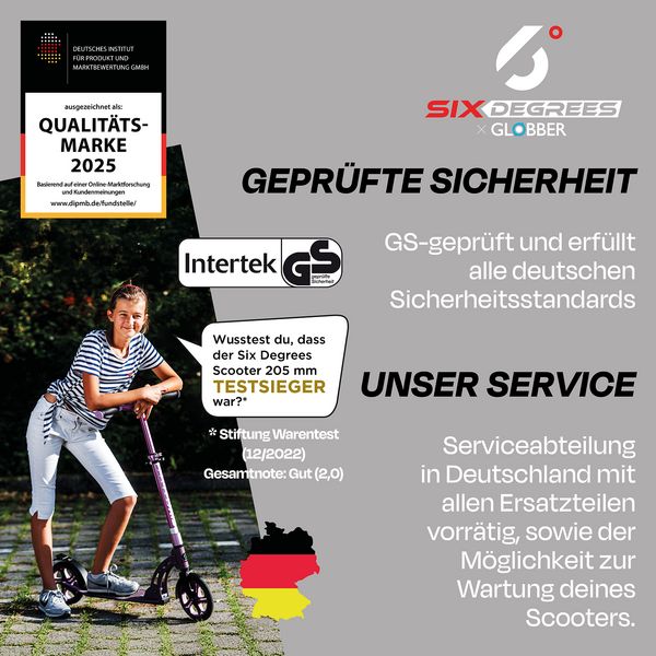 Produktbild: SIX DEGREES Alu Scooter 205 mm grau