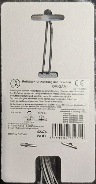 Produktbild: Softreflector ORIGAMI (Wolf) Reflektor f&uuml;r Taschen und Kleidung