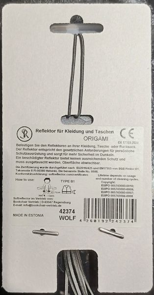 Produktbild: Softreflector ORIGAMI (Wolf) Reflektor f&uuml;r Taschen und Kleidung