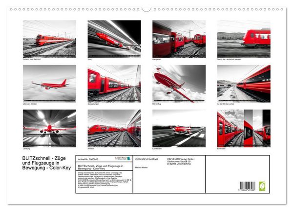Produktbild: BLITZschnell - Z&uuml;ge und Flugzeuge in Bewegung - Color-Key (Wandkalender 2026 DIN A2 quer), CALVENDO Monatskalender