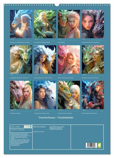 Produktbild: Drachenfrauen - Fantasiebilder (Wandkalender 2026 DIN A2 hoch), CALVENDO Monatskalender