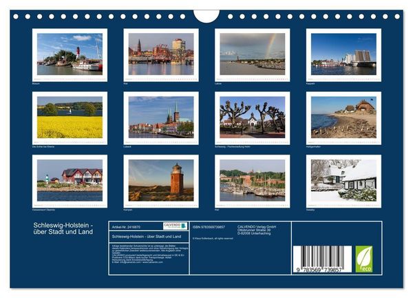 Produktbild: Schleswig-Holstein - &uuml;ber Stadt und Land (Wandkalender 2027 DIN A4 quer), CALVENDO Monatskalender