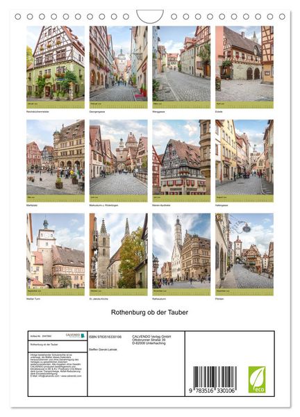 Produktbild: Rothenburg ob der Tauber (Wandkalender 2026 DIN A4 hoch), CALVENDO Monatskalender