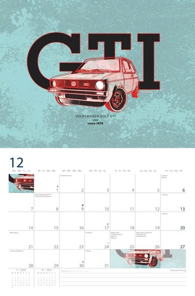 Produktbild: VW Broschürenkalender 2026 mit Illustrationen