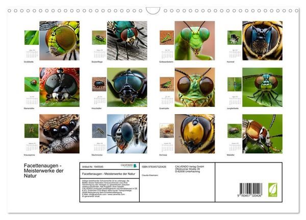 Produktbild: Facettenaugen - Meisterwerke der Natur (Wandkalender 2026 DIN A3 quer), CALVENDO Monatskalender