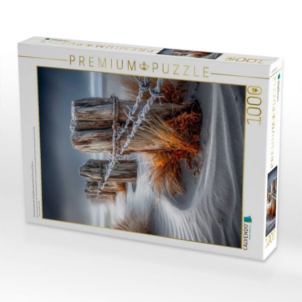 Produktbild: CALVENDO Puzzle Strandsch&uuml;tzende Holzpf&auml;hle widerstehen Frost und Sturm | 1000 Teile Lege-Gr&ouml;&szlig;e 64x48cm Foto-Puzzle f&uuml;r gl&uuml;ckliche Stunden