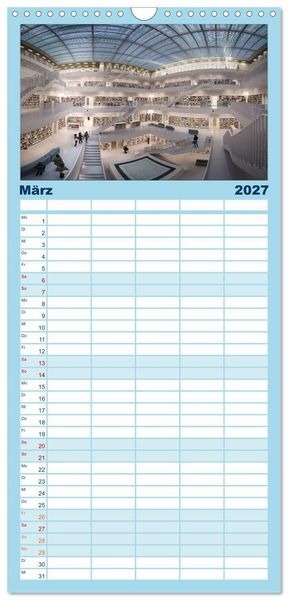 Produktbild: Familienplaner 2027 - STUTTGART 2027 auf den zweiten Blick mit 5 Spalten (Wandkalender, 21 x 45 cm) CALVENDO