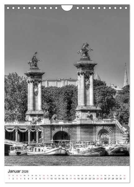 Produktbild: Paris schwarz wei&szlig; 2026 (Wandkalender 2026 DIN A4 hoch), CALVENDO Monatskalender