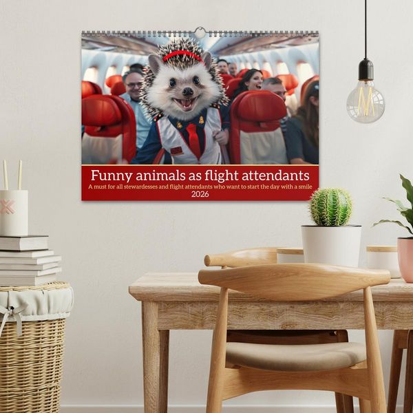 Produktbild: Funny animals as flight attendants (Wall Calendar 2026 DIN A3 landscape), CALVENDO 12 Month Wall Calendar