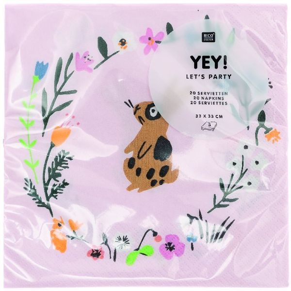 Produktbild: Servietten, Ostern, Blumenkranz/Hase, Mix