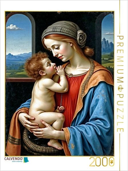 CALVENDO Puzzle Inspiriert von Leonardo da Vinci/Madonna Litta (1490) | 2000 Teile Lege-Größe 90x67cm Foto-Puzzle für glückliche Stunden