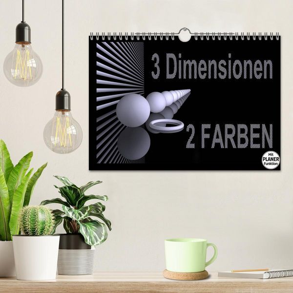 Produktbild: 3 Dimensionen - 2 Farben (Wandkalender 2026 DIN A4 quer), CALVENDO Monatskalender