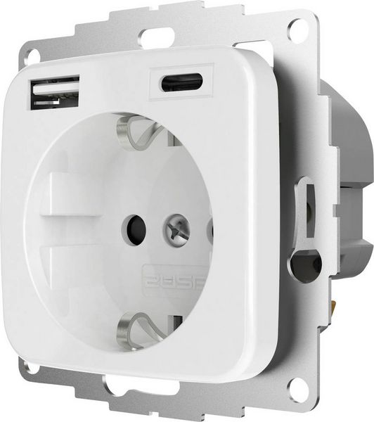 Produktbild: 2USB 2U-449368 Schutzkontakt-Steckdose erh&ouml;hter Ber&uuml;hrungsschutz, mit USB-Ladeausgang IP20 Reinwei&szlig; (gl&auml;nzend)