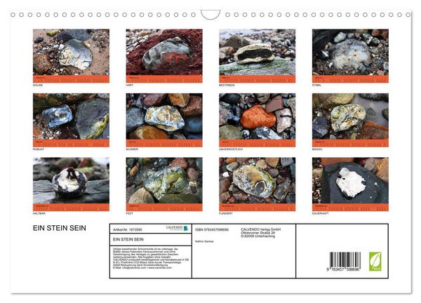 Produktbild: EIN STEIN SEIN (Wandkalender 2026 DIN A3 quer), CALVENDO Monatskalender