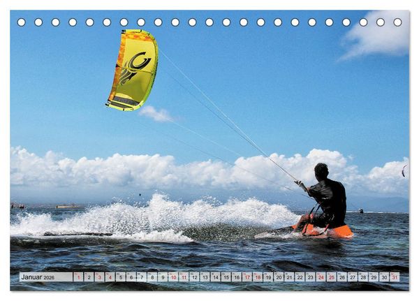 Produktbild: Kitesurfen - Action pur (Tischkalender 2026 DIN A5 quer), CALVENDO Monatskalender