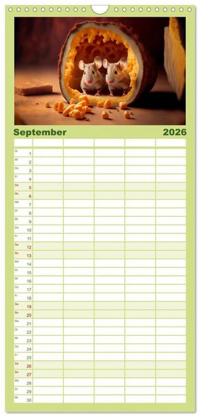 Produktbild: Familienplaner 2026 - M&auml;use Freunde mit 5 Spalten (Wandkalender, 21 x 45 cm) CALVENDO