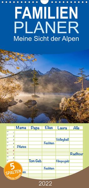 Produktbild: Familienplaner Meine Sicht der Alpen (Wandkalender 2022 , 21 cm x 45 cm, hoch)