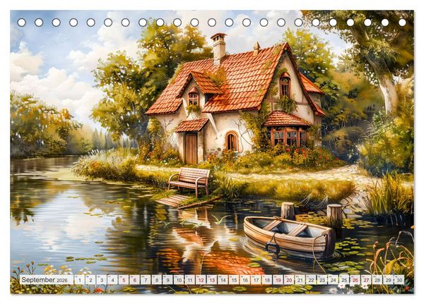 Produktbild: Cottages am Wasser - Malerische R&uuml;ckzugsorte genie&szlig;en (Tischkalender 2026 DIN A5 quer), CALVENDO Monatskalender