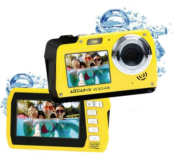 Easypix W3048-Y 'Edge' Digitalkamera 48 Megapixel Gelb Unterwasserkamera, Frontdisplay