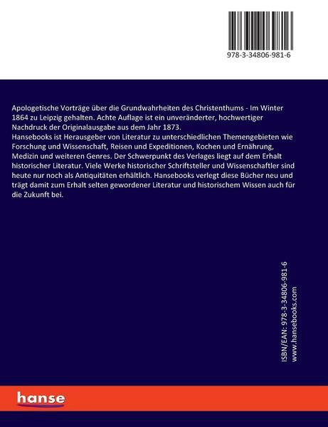 Produktbild: Apologetische Vortr&auml;ge &uuml;ber die Grundwahrheiten des Christenthums
