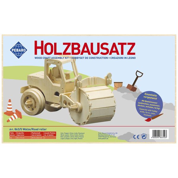 Produktbild: PEBARO 863/5 - Holzbausatz Walze, 64 Teile, Holzkonstruktion zum Zusammenstecken