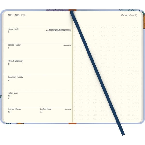 Produktbild: Frida Kahlo Wochen-Notizkalender groß 2026 - Taschen-Kalender 13x21 cm - mit Verschlussband & Falttasche - Weekly