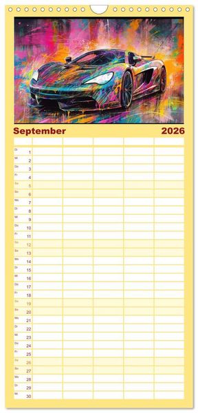 Produktbild: Familienplaner 2026 - Neon Speed mit 5 Spalten (Wandkalender, 21 x 45 cm) CALVENDO