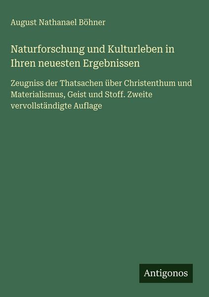 Produktbild: Naturforschung und Kulturleben in Ihren neuesten Ergebnissen