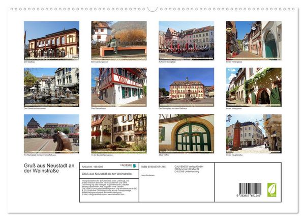 Produktbild: Gru&szlig; aus Neustadt an der Weinstra&szlig;e (hochwertiger Premium Wandkalender 2026 DIN A2 quer), Kunstdruck in Hochglanz