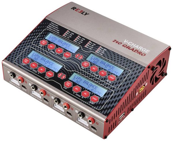 Produktbild: Reely V-Charge 240 Quadro Modellbau-Multifunktionsladeger&auml;t 12 V, 230 V 12 A LiPo, LiIon, LiFePO, LiHV, NiCd, NiMH, Blei 4 Ladeausg&auml;nge