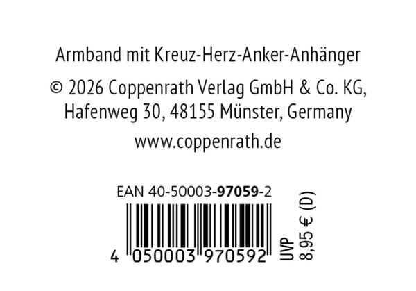 Produktbild: Armband &ndash; Armband mit Kreuz-Herz-Anker-Anh&auml;nger