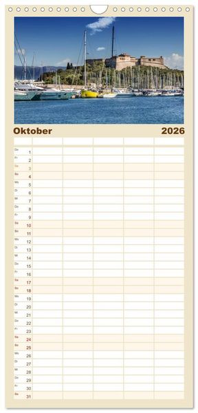 Produktbild: Familienplaner 2026 - C&Ocirc;TE D&rsquo;AZUR Bezaubernde Orte mit 5 Spalten (Wandkalender, 21 x 45 cm) CALVENDO