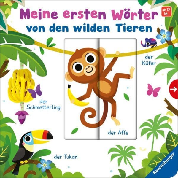 Meine ersten Wörter von den wilden Tieren - Sprechen lernen mit großen Schiebern und Sachwissen für Kinder ab 12 Monaten