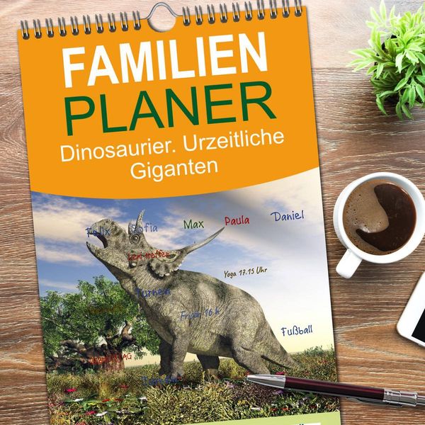 Produktbild: Familienplaner 2026 - Dinosaurier. Urzeitliche Giganten mit 5 Spalten (Wandkalender, 21 x 45 cm) CALVENDO